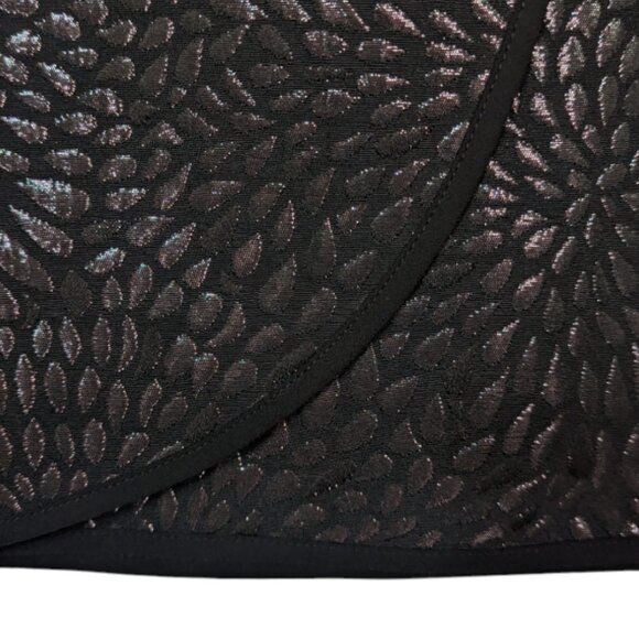 LOFT PETITES Shimmer Splash Faux Wrap Mini Skirt Black Jacquard Metallic Size 6P - Picture 6 of 13